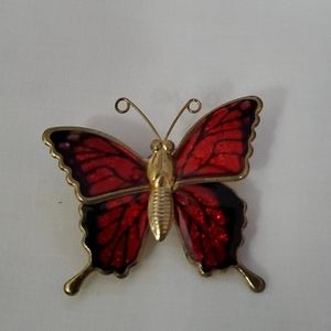 Bright Red Butterfly Pin